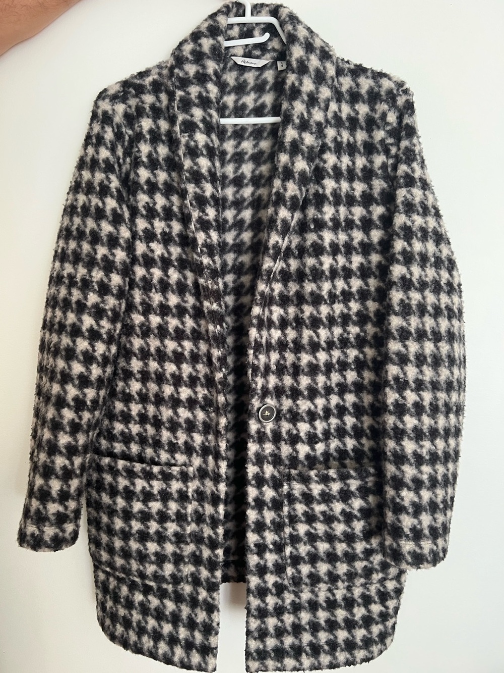 Reitmans Black & White Houndstooth Blazer Coat